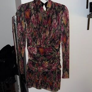 Lavender Brown Multicolor Long Sleeve Dress